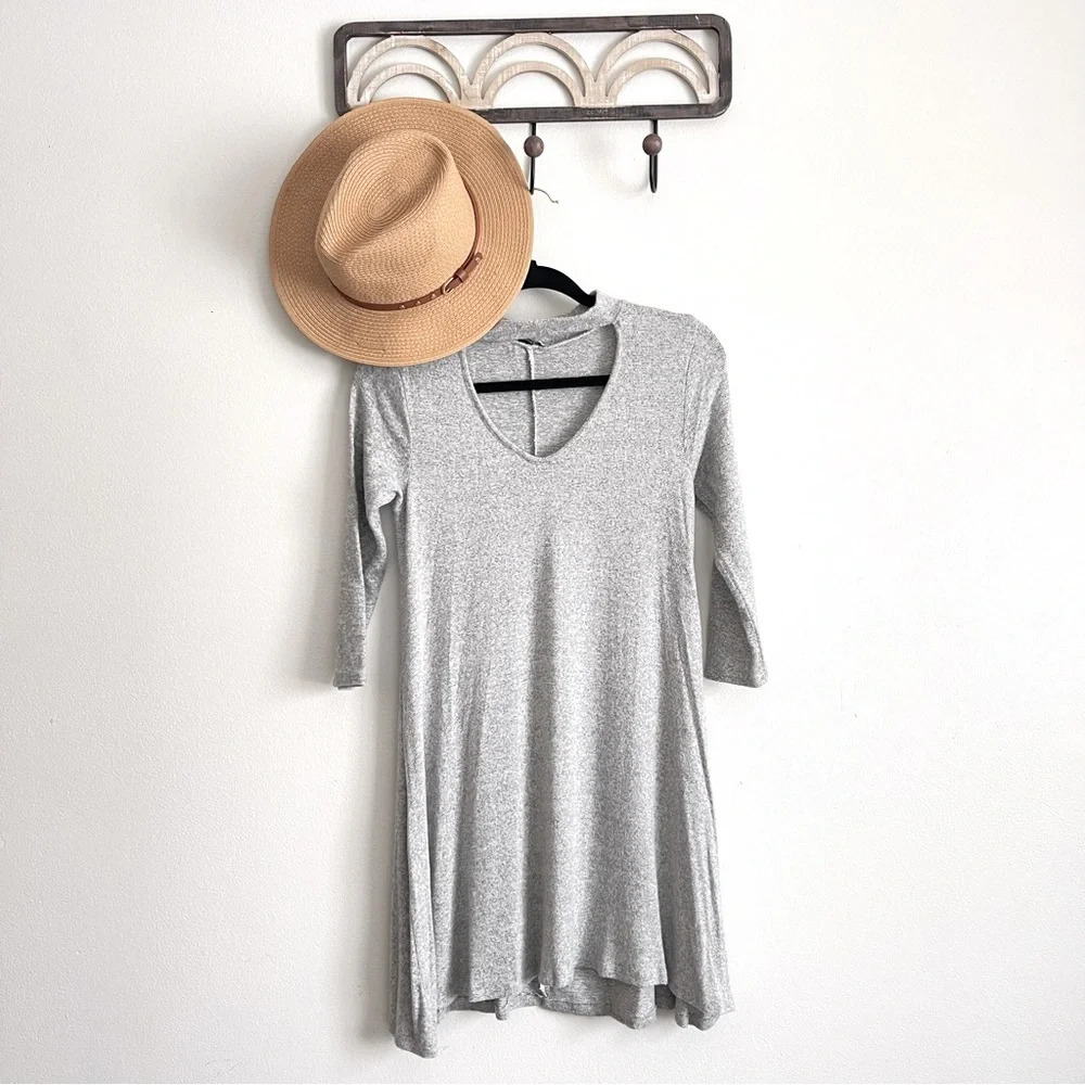 Acemi Anthropologie Casual Grey mini Dress 3/4 sleeve Women’s size Small